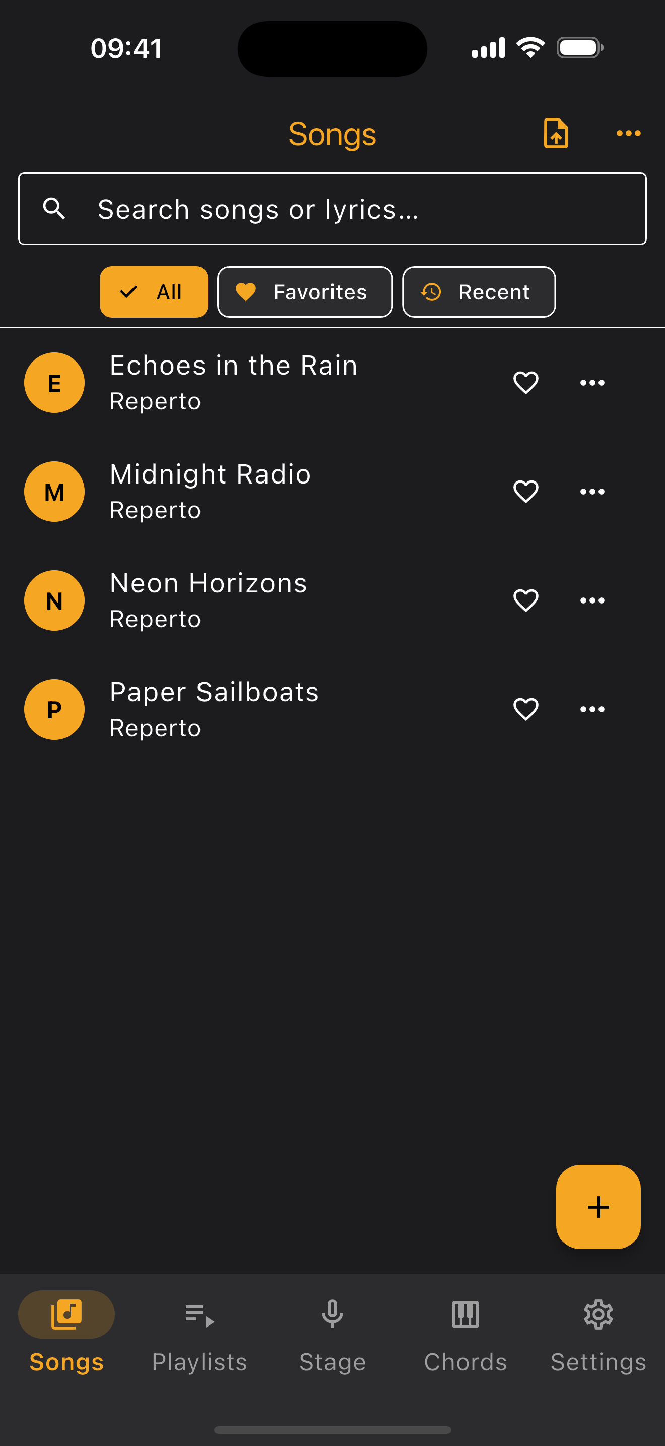 Library — song list and search