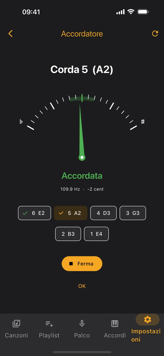 Accordatore — accordatura guidata, corda per corda