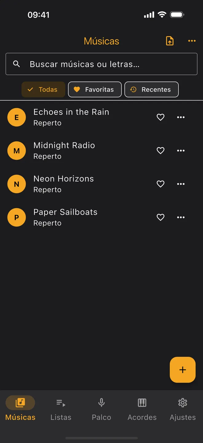 Biblioteca — lista de músicas e pesquisa